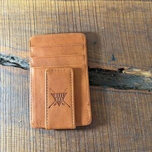 Simply Southern Reel Dad cognac Leather magnetic card holder wallet